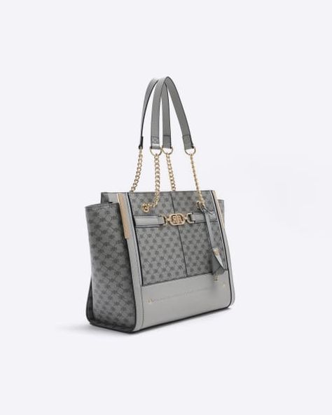 Grey River Island Bag, Birthday Shopping List, River Island Handbags, River Island Bags, Handbags For School, Gray Handbags, Monogram Tote Bags, Womens Handbags, Monogram Tote