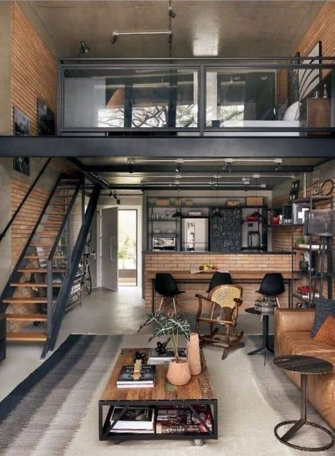 Color Scenes, Design Casa Piccola, Loft House Design, Industrial Home Design, Interior Design Per La Casa, Industrial Bedroom, Vintage Industrial Decor, Loft Interiors, Modern Tiny House