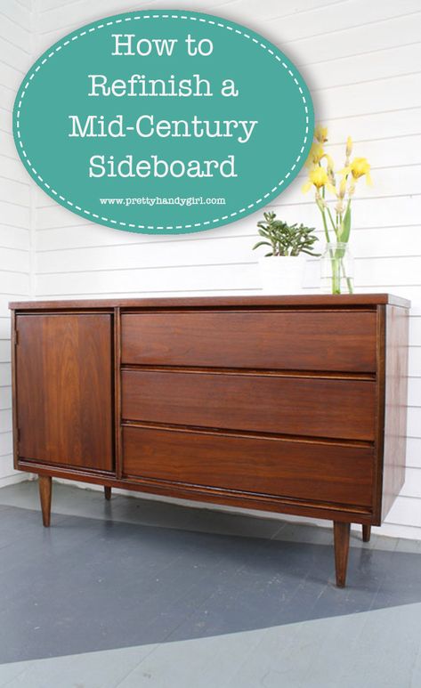 Refinishing a Mid-Century Sideboard Diy Stage, Refinished Vintage Furniture, Mid Century Remodel, Refinish Furniture, Make Furniture, 1970s Home, Mcm Furniture, Refinished Furniture, Mid Century Sideboard