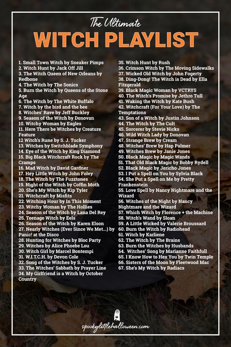 Witch Playlist Cover, Witch Playlist Names, Witchcraft Party Ideas, Samhain Playlist, Witchy Songs, Witchy Playlist, Witch Playlist, Witchy Music, Emo Playlist