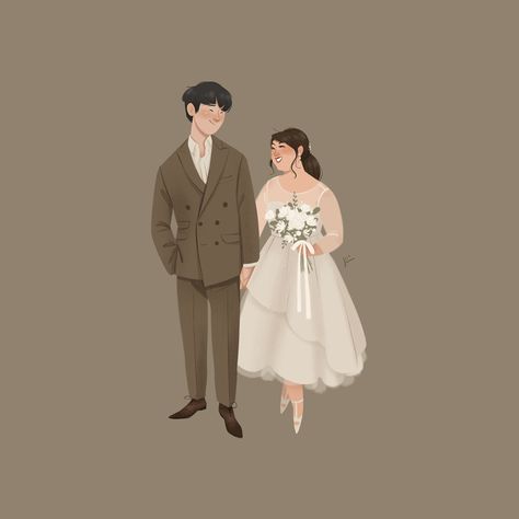 Wedding (portrait) on Behance Wedding Illustration Card, Couple Illustration Wedding, Wedding Drawing, Custom Portrait Illustration, Wedding Logo Design, Draw Cute, Wedding Illustration, Portrait Wedding, Couple Illustration