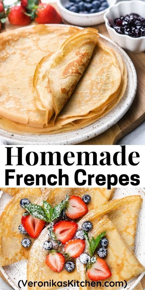 Crispy Crepe Recipe, French Crepes Recipe, Crepe Batter Recipe, Blender Crepes, Healthy Crepes, Best Crepe Recipe, French Crepe Recipe, Homemade Crepes, Easy Crepe Recipe