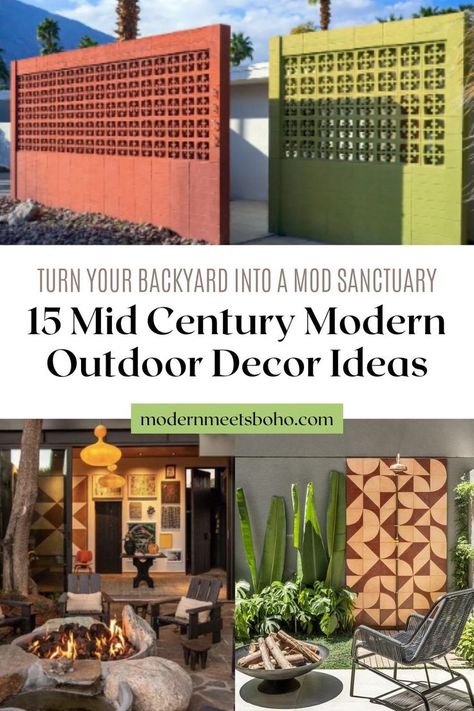 Learn how to turn your backyard into a mod sanctuary with these 15 Mid Century Modern outdoor decor inspirations. Create a serene and stylish outdoor space using the principles of mid century design. Find inspirations for Mid century modern patio, Midcentury landscaping, and more Mid century outdoor! Mid Century Terrace, Midcentury Modern Garden Landscaping, Mid Century Modern Garden Landscaping, Midcentury Outdoor Furniture, Mid Century Curb Appeal, Mid Century Fence, Mid Century Modern Curb Appeal, Midcentury Landscaping, Midcentury Outdoor