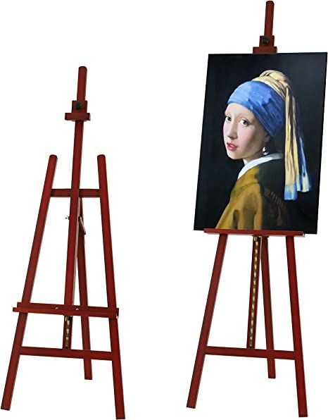 VISWIN Adjustable Height Display Easel 57" to 76", Holds Canvas up to 43", Holds 22 lbs, Beech Wood Art Easel for Painting, Easy to Assemble Floor Wooden Easel Stand for Adults, Beginners - Walnut Easel For Painting, Floor Easel, Artist Easel, Wood Easel, Display Easel, Easel Stand, Wooden Easel, Art Easel, Wood Artist