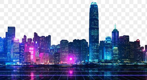 Neon Png, Futuristic Building, Neon City, Futuristic Background, City Background, City Night, Collage Illustration, Futuristic City, Future City