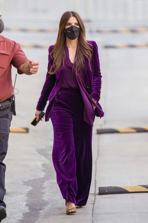 Sandra Bullock Fashion, Velvet Suits Women, Luxury Suit, Party Wear Suits, Purple Suit, Dress Dinner, Purple Wedding Dress, Purple Blazer, Purple Vests