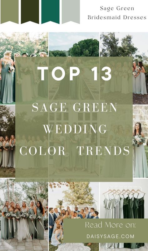 Step into a world of elegance with these top 13 sage green wedding color theme ideas for 2025. Discover the perfect blend of softness and sophistication for your dream wedding. Wedding Color Theme Ideas, Wedding Color Themes, Green Wedding Palette, Green Fall Weddings, Sage Green Wedding Theme, Sage Green Wedding Colors, Wedding Color Palettes, Wedding Color Trends, Sage Green Bridesmaid Dress