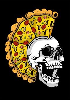 Misfits Tattoo, Skull Pizza, Pizza Tattoo, Pizza Poster, Pizza Art, Punk Poster, Plant Illustration, Skull Art, Cartoon Illustration