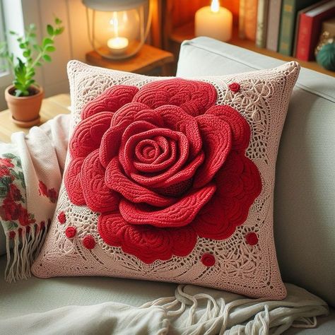 Rose Step By Step, Crochet Cushion Pattern, Crochet Curtain Pattern, Cushion Cover Pattern, Crochet Cushion, Crochet Cushion Cover, Handmade Cushion Covers, Crochet Curtains, Crochet Shrug