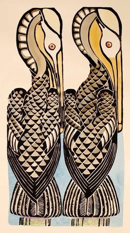 Blockprints: Nature – Page 3 – Realizations: The Walter Anderson Shop Walter Anderson, Pelican Art, Retro Artwork, Inspirational Illustration, Bird Quilt, Coastal Art, Lino Print, Animal Fashion, Aboriginal Art