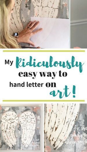 Ridiculously easy way to hand letter on art by Melissa Lewis. 3 Step  tutorial and video diy to hand-letter on canvas art. #tutorial #howtohandletter Logos, How To Paint Letters On Canvas, Painting Letters On Canvas, Words On Paintings, Painting Hands Tutorial, Hand Painted Letters, Painting Words On Canvas, How To Paint Angels, Rustic Paintings On Canvas