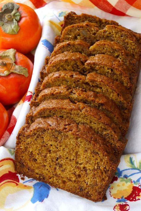 Persimmon Gingerbread Recipe - Quick and easy to bake, super delicious, Persimmon Gingerbread is packed with soul-warming spices. Winter Dinner Party Menu Ideas, Persimmon Bread Recipe, Easy Winter Soup Recipes, Fuyu Persimmon, Persimmon Bread, Fresh Fruit Desserts, Persimmon Recipes, Weekend Recipes, Recipes For Winter