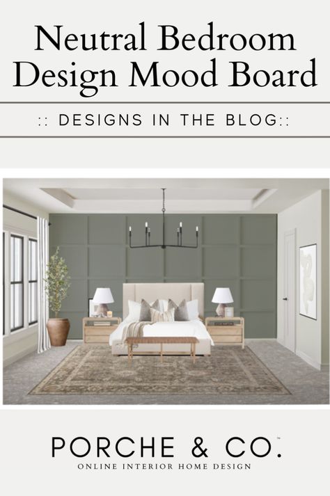 If you are considering a home bedroom refresh, our blog has what you need.  Get inspired by our mood board designs and learn where to shop our favorite bedroom decor.  In our blog post, we are sharing the latest trends and bedroom decor inspiration mood board designs. Learn how to integrate classic bedroom styles into your cozy bedroom decor. Visit the Porche & Co. blog to learn more about bedroom designs and other room decor updates with modern classic home decor styles. Vision Mood Board, Modern Classic Bedroom, Neutral Bedroom Design, Relaxing Spaces, Classic Bedroom Design, Modern Classic Home, Board Designs, Bedroom Decor Cozy, Classic Home Decor