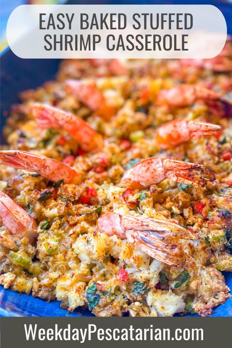 Baked Stuffed Shrimp With Ritz Crackers Recipes, Baked Stuff Shrimp Casserole, Seafood Casserole With Ritz Crackers, Crab Stuffed Shrimp Casserole, Easy Baked Shrimp Recipes, Bake Shrimp In Oven, Crab And Shrimp Casserole, Baked Stuffed Shrimp Casserole, Seafood Casserole Recipes Baked