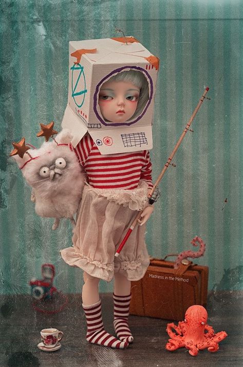 Arte Do Kawaii, Art Mignon, Space Invaders, Toy Art, Arte Inspo, Pop Surrealism, Doll Repaint, 영감을 주는 캐릭터, Ooak Dolls