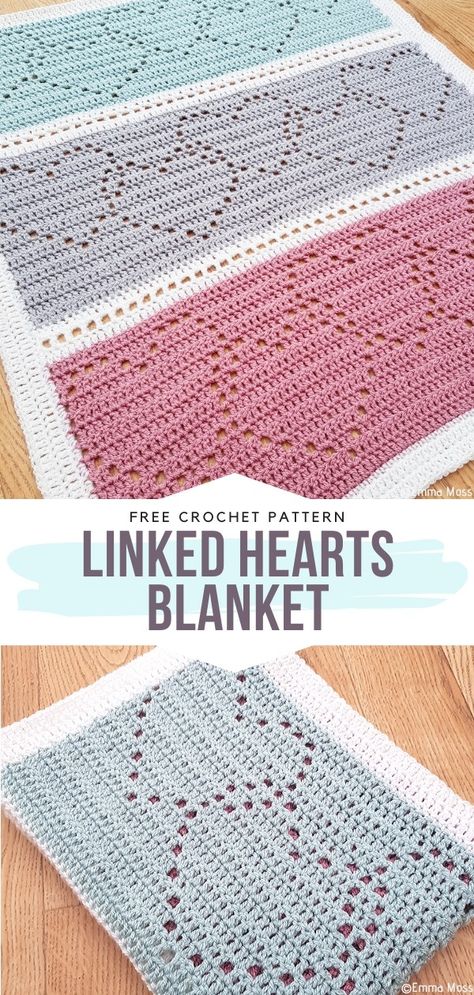 Linked Hearts Blanket Free Crochet Pattern Nicu Crochet, Crochet Heart Blanket, Crazy Crochet, Crocheted Stuff, Awesome Crochet, Crochet Baby Blanket Free Pattern, Heart Blanket, Crocheted Blanket, Confection Au Crochet