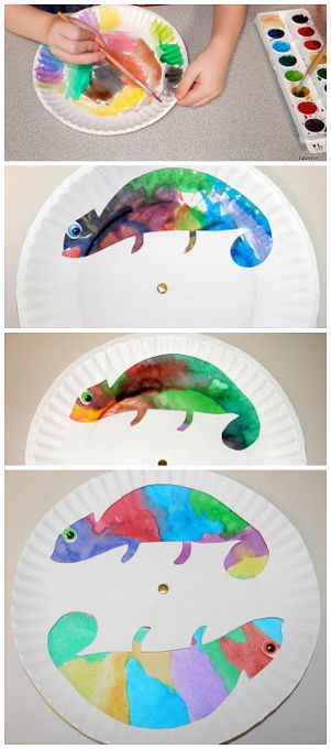 Paper plate color changing chameleon craft for kids! brilliant! Paper Plate Crafts, Cameleon Art, Chameleon Craft, Rainforest Crafts, Plate Crafts For Kids, Jungle Crafts, Rainforest Theme, Paper Plate Crafts For Kids, Plate Crafts