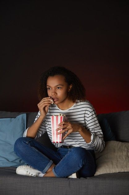 Black Woman Watching Tv, Watching Tv Pose Reference, Watching Tv Photoshoot, Person Sitting On Couch Reference, Watching Tv Reference, Watching Tv Photography, Sitting On Couch Reference, People Watching Tv, Drunk Face