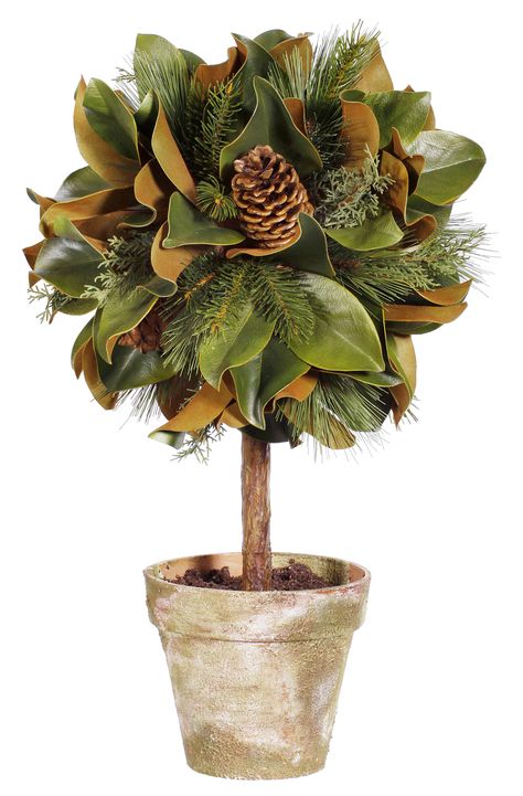 Primrue 26'' Faux Pine Topiary in Pot | Wayfair Topiaries In Pots, Hydrangea Christmas Decor, Fall Planter Ideas Front Porches, Christmas Topiary Outdoor, Magnolia Christmas Decor, Pine Decor, Closet Freshener, Fall Topiaries, Faux Topiary