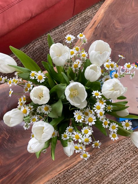 Tulips and daisies looking cute Trader Joe’s Fall Flowers, Trader Joes Flowers Arrangement, Trader Joes Floral Arrangements, Trader Joes Bouquets, Trader Joe’s Flower Arrangement, Trader Joe’s Bouquet, Daisy And Tulips, Trader Joe’s Flowers, Trader Joes Flower Arrangements