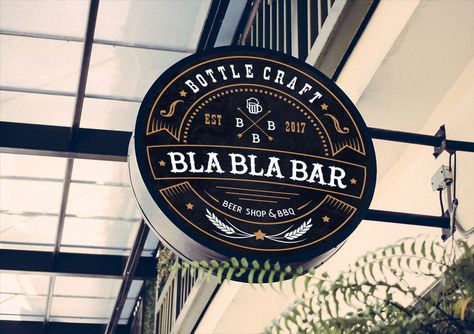 Brand logo for "Bla Bla bar" craft beer shop and bbq in Thailand Beer Shop Design, Beer Exhibition, Beer Logo Design, Pub Logo, Craft Beer Shop, Craft Beer Brands, Juice Bar Design, Beer Label Design, Retail Design Display