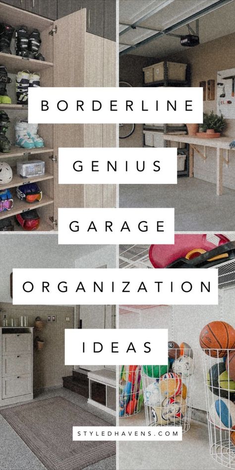 On the hunt for the best garage organization ideas? This garage storage inspiration is *SO* good, we bet you'll be in your car on the way to Target for home organization bins in five secs flat LOL. Hand-picked by two moms organizing their own garage spaces, these garage organization tips & garage organization ideas not only look great but just work soooo well - you'll be INSPIRED to ORGANIZE in no time, we just know it! Cleaning Supply Storage Garage, Neat Garage Storage Ideas, Garage Storage Categories, How To Organize My Garage, Camping Garage Storage, Organizing Small Garage Ideas, Organizing Garage Ideas Declutter, Garage Food Storage Organization, 3 Car Tandem Garage Organization Ideas