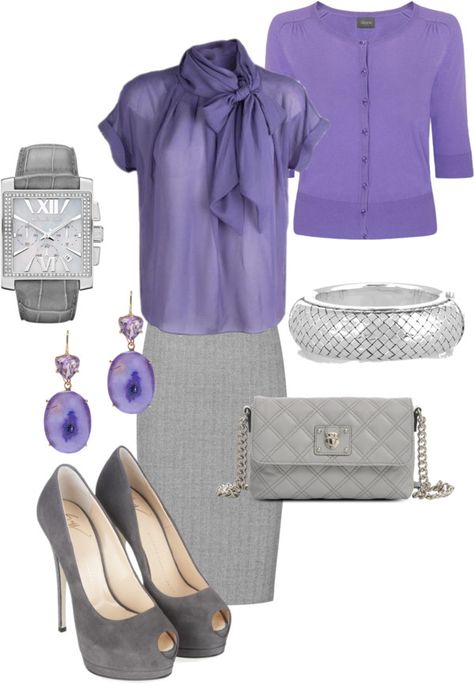 "Purple and Grey for Work" by djgauh ❤ liked on Polyvore Purple And Grey Outfits For Women, Grey And Purple Outfits, Grey Color Combinations Outfits, Gris Color, Diverse Fashion, Fits Ideas, Dressing Ideas, Lawyer Outfit, Play Outfit