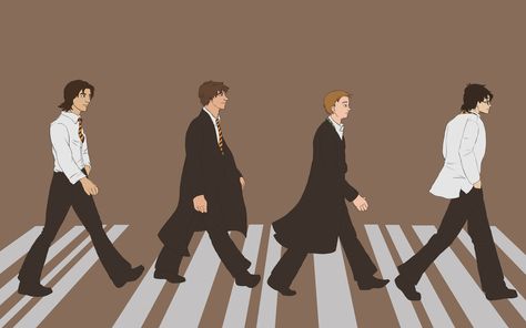 The marauders Beatles ✨ Road Illustration, Marauders Fan Art, Hogwarts Aesthetic, All The Young Dudes, Wallpaper Laptop, Harry Potter Marauders, Harry Potter Aesthetic, Harry Potter Obsession, Abbey Road