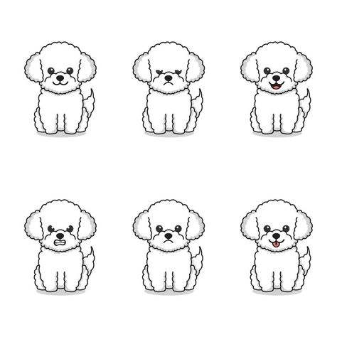 Set of poodle dogs with different expressions Simple Poodle Drawing, Drawing Poodles Dog, Poodle Doodles Drawing, Miniature Poodle Tattoo, Cute Poodle Drawing, Poodle Drawing Easy, Toy Poodle Drawing, Poodle Dog Drawing, Toy Poodle Tattoo