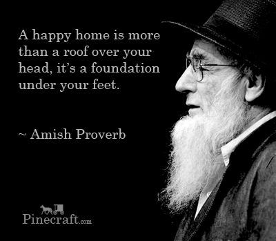 amish proverb: A happy home is more than a roof over your head, it’s a foundation under your feet. Amish Quotes, Amish Proverbs, God's Help, Amish Culture, Amish Life, Plain People, Firm Foundation, Proverbs Quotes, Amish Country