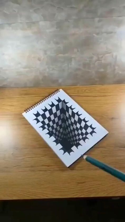 Buku Diy, Optical Illusion Drawing, Illusion Drawings, Desain Buklet, Zen Doodle Art, Geometric Pattern Art, Geometric Design Art, Cool Pencil Drawings, Seni Dan Kraf