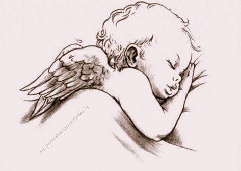 Angel Drawing Tattoo, Baby Angel Drawing, Tattoos For Baby Boy, Baby Memorial Tattoos, Angle Tattoo, Baby Angel Tattoo, Angel Tattoos, Libra Tattoo, Angel Tattoo Designs