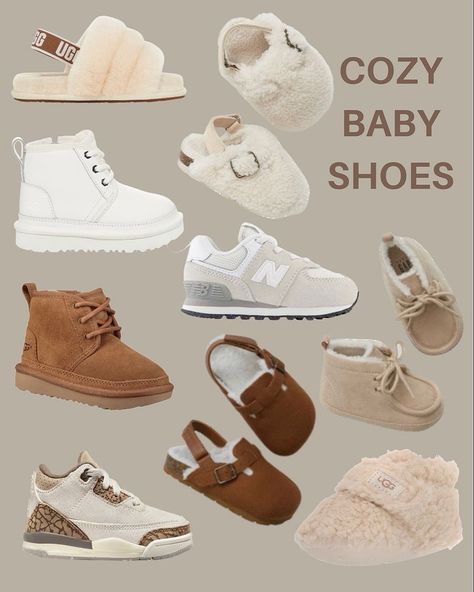 Toddler Winter Shoes, Ootd Baby Girl, Baby Boy Uggs, Infant Boy Fashion, Baby Winter Outfits, Baby Girl Winter Outfits, Toddler Shoes Girl, Fuzzy Clogs, Baby Boy Sneakers