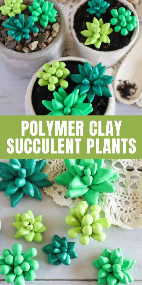 Polymer Clay Succulent, Easy Polymer Clay, Diy Polymer Clay, Oven Bake Clay, Baking Clay, Sculpey Clay, How To Make Clay, Polymer Clay Diy, How To Make Paper Flowers