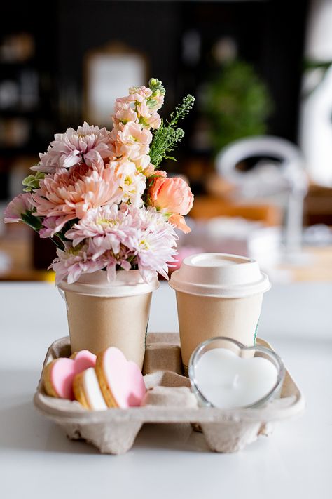 Hello friends. Happy New week. We finally had a sunny day and it was Coffee Cup Bouquet, Coffee And Flowers To Go, Cafe And Flower Shop Interior Design, Coffee Bouquet Ideas, Coffee Cup Flower Arrangements, Business Birthday Ideas, Coffee And Flowers Gift, Coffee Bouquet Gift, Coffee Bouquets