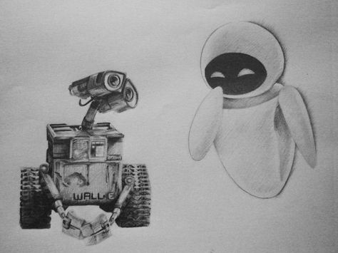 Wall-E Walle And Eve Tattoos, Wall E Drawing, Walle And Eve, Eve Tattoo, Walle Y Eva, Walle And Eva, Eve Wall, Wall E And Eve, Wall E Eve