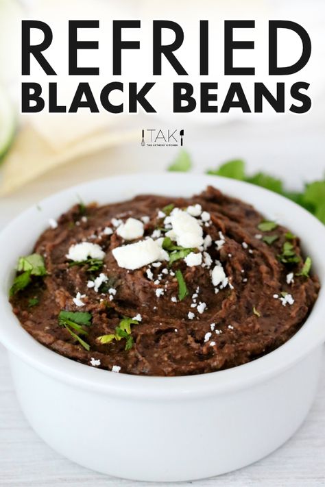 Refried Black Beans Recipe, Refries Black Beans Recipe, Homemade Refried Black Beans, Mexican Bean Salad, Refried Black Beans, Make Refried Beans, Black Beans Recipe, Mexican Black Beans, Refried Beans Recipe