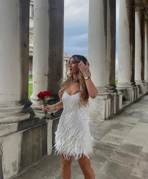 NADINE MERABI’s Instagram post: “In love with LOTTIE 🤍 // Our ultimate white mini has just been restocked! Did you miss her? @keziacook Shop now at nadinemerabi.com” Nadine Merabi Lottie, Feather Trim Dress, Nadine Merabi, Fringe Mini Dress, Miss Her, Feather Trim, Trim Dress, Wedding Mood Board, Feather Dress