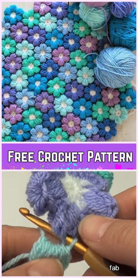 Crochet Puff Stitch Flower Blanket Free Pattern Video Tutorial Crochet Flower Rug Pattern, Bhooked Knitting, Crochet Puff Stitch Flower, Puff Stitch Flower, Crochet Flower Rug, Crochet Puff Stitch, January Carnation, Styling Flowers, Peach Water