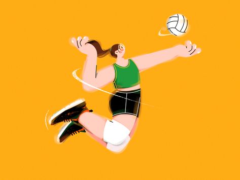 Behance :: For You Sports Illustrations Art, Volleyball Girl, Sports Girl, School Murals, Sport Illustration, People Illustration, Illustration Graphic Design, Girls Characters, Flat Illustration