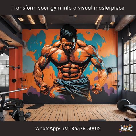 Turn Walls into Social Media Gold! Imagine your Gym or business adorned with vibrant murals that captivate and inspire. Let us turn your walls into a canvas, sharing your unique journey with the world. 🌟 🌿 Why Choose Us? Customized Designs Professional Artists Story-Driven Murals Showcase your passion, history, and vision with stunning mural art that leaves a lasting impression. Ready to let your walls speak? Contact us today! +91 8657850012 #muralart #storytelling #wallart #storytelling ... Gym Wall Art Graffiti, Gym Wall Painting, Gym Art Design, Gym Wall Design, Gym Murals, Gym Graffiti, Gym Mural, Martial Arts Gym, Fitness Wall Art