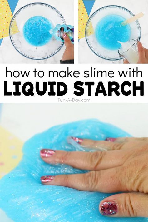 Easy DIY recipe to make your own slime with liquid starch! No borax needed here! This is my absolute favorite slime recipe and only two ingredients are needed! Slime With Liquid Starch And Glue, Toothpaste Sensory Play, Slime Recipe Liquid Starch And Glue, Slime Recipe With Liquid Starch, Flour Slime, Liquid Starch Slime, Cornstarch Slime, Toothpaste Slime, Putty Recipe