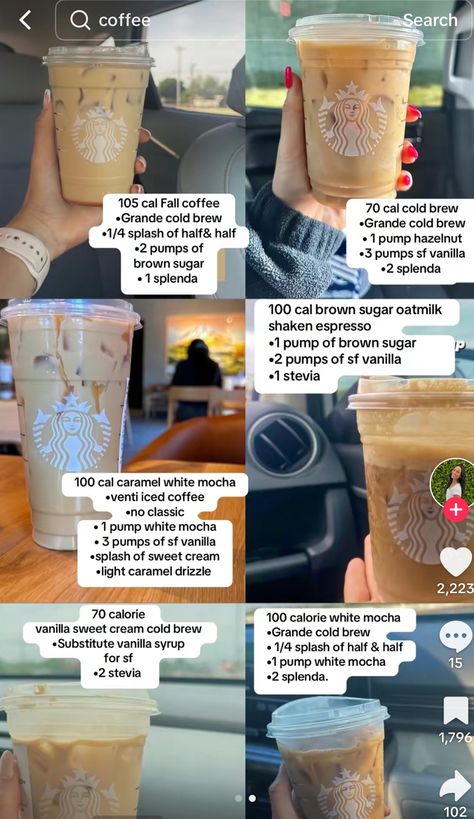 Starbucks Healthy Drinks, Starbies Order, Best Iced Coffee Starbucks Orders, Starbucks Iced Tea, Low Cal Starbucks Drinks, Starbs Drinks, Low Calorie Starbucks Drinks, Healthy Coffee Drinks, Coffee Orders