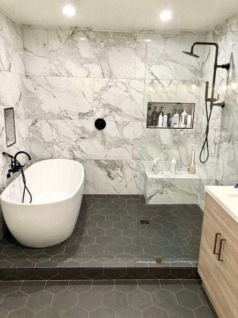 Organization Small Bathroom, Bathroom Ideas Shower Tub Combo Master Bath, Wet Room Bathroom, Tub In Shower Master Bath, Bathroom With Tub, Bathroom Tub Ideas, Full Bathroom Remodel, Tub In Shower Area, Bathroom Decorating Ideas