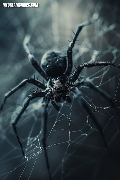 Spider On Web Photography, Spiderman Mood, Spider Photography, Spider In Web, Spider Animal, Black Insects, Black Spiders, Creepy Creatures, Spider Web Tattoo