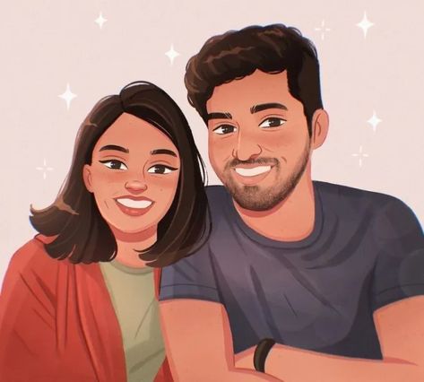 Disney Cartoon Couple, Illustrated Family Portrait, Portraits Illustrés, Yellow Cartoon, Digital Portrait Illustration, Custom Portrait Painting, Custom Portrait Illustration, Draw Cute, Art Couple