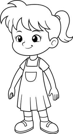 Outline Images Drawings, Kids Cartoon Drawings, Easy Outline Drawings Simple, Cartoon Images For Drawing, Cartoon Pics To Draw, Kids Drawings Easy, Girls Cartoon Drawing, Cartoon Kids Drawing, Outline Of A Girl