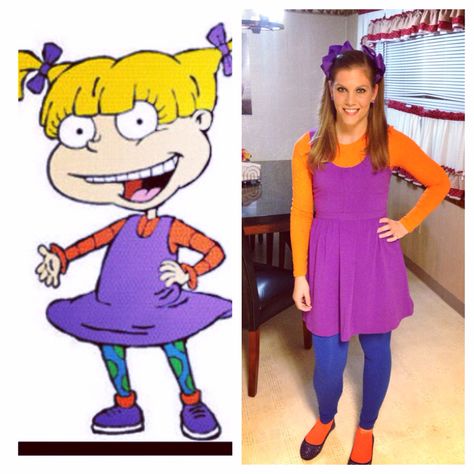 Angelica Pickles Costume -- Rugrats Angelica Halloween Costume, Angelica Rugrats Costume, Angelica Pickles Costume, 90s Cartoon Characters Costumes, Angelica Costume, Rugrats Costume, Angelica Rugrats, Cartoon Halloween Costumes, Rugrats Characters