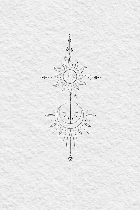 Mama Tattoos, Ornamental Tattoo Design, Moon Spiritual, Spiritual Tattoo, Sun Tattoo Designs, Tato Henna, Boho Tattoos, Moon Tattoo Designs, Small Pretty Tattoos