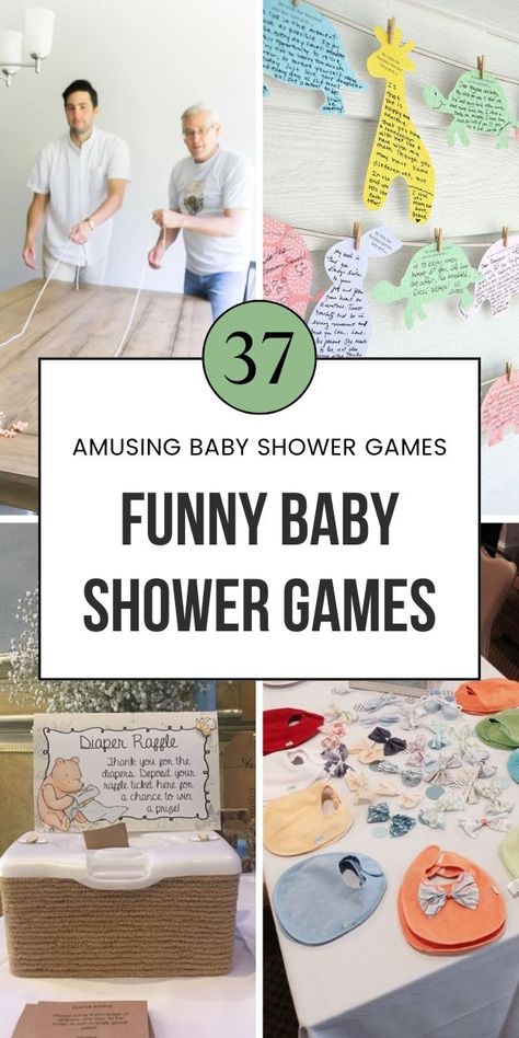 Looking for hilarious games? These funny baby shower ideas are easy to play with free printables, perfect for large groups and guys! Don't forget the prizes! Save to your Baby Shower Themes board and check out the article for more ideas. Modern Baby Shower Games Activities, Mom To Be Party Ideas At Home, Cute Baby Shower Activities, Table Baby Shower Games, Baby Shower Games For A Boy, Unconventional Baby Shower Games, Baby Shower Games Prizes Ideas, Gender Neutral Baby Shower Ideas Games, Baby Shower Games For Coed Showers